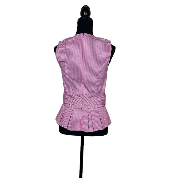 NWT Derek Lam 10 Crosby “Pandora” Striped Pleated Peplum Tie-Front Top - Picture 5 of 12